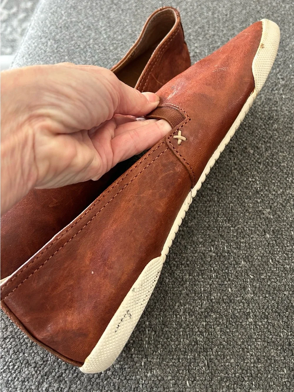 9.5 Frye Melanie Casual Slip-On Shoes in Cognac Brown